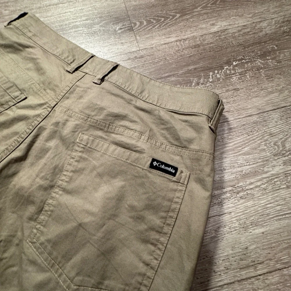 Columbia Pants Men 34 Green Cotton Stretch Regular Fit Hiking Trail AM0449 36x30